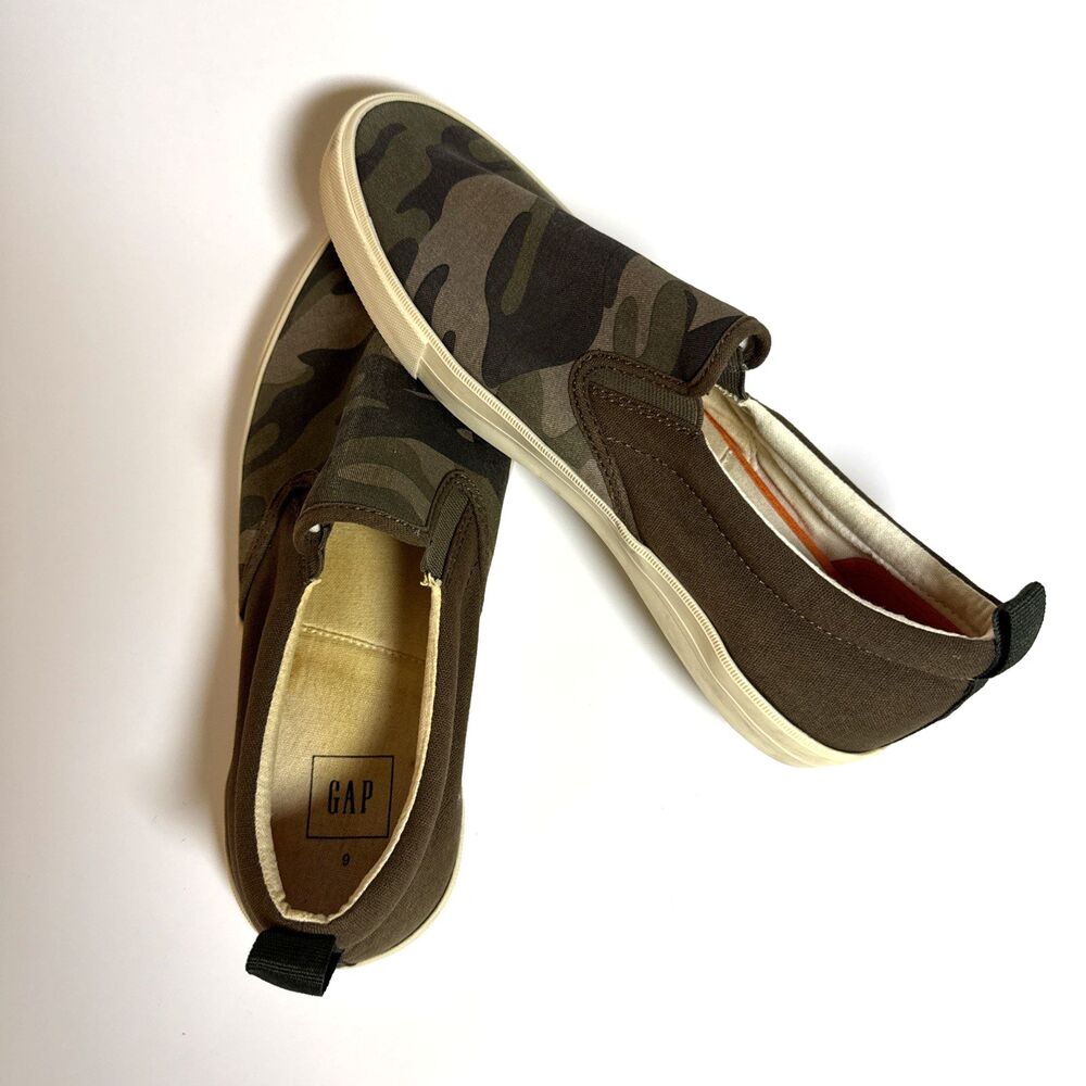 GAP Men’s Slip-On Canvas Sneakers Green Camouflage Size 9 Casual Loafers - Picture 6 of 8